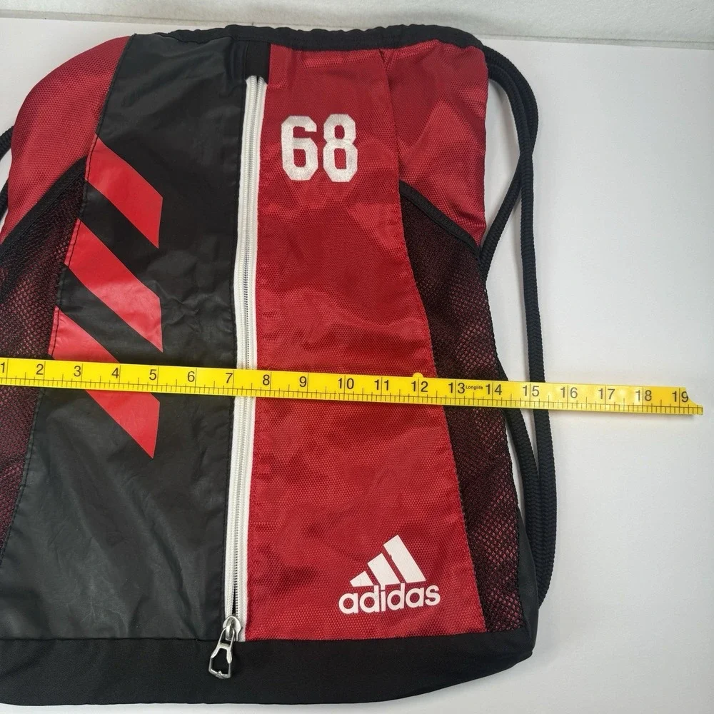 Adidas Drawstring Backpack Red Black 68 Logo Gym Sackpack‎ Sports Bag